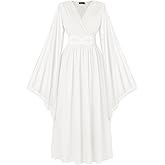 Scarlet Darkness Women's Renaissance Costume Wrap V Neck Medieval Dress Split Bell Sleeve Embroidery Fairy Dresses