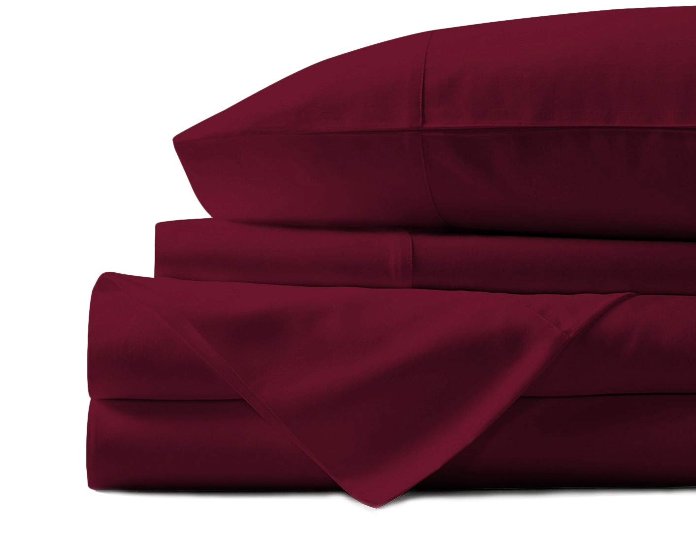 Mayfair Linen 100% Cotton Sheets, Burgundy California King Sheets Set, Long Staple Cotton, Sateen Weave for Soft and Silky Feel, Fits Mattress Upto 18'' DEEP Pocket