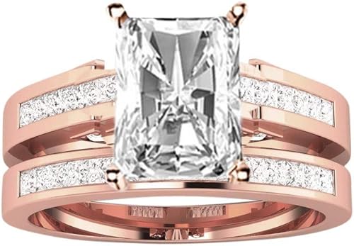 Handmade 4 Ct Radiant Cut 3pc Wedding Ring Set With 2 Bands Swetelove Jewelry