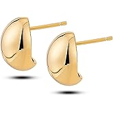 AZUREMEN 14K Gold Stud Earrings for Women Gold Earrings for Women Lightweight Hypoallergenic Peas Bean Daily Wear Studs Earring 7x12mm