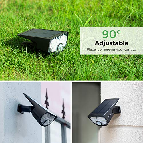 LITOM Solar Lights Outdoor IP67 Waterproof 3 Optional Modes Solar Motion Sensor Lights with Wide Angle -2 Pack