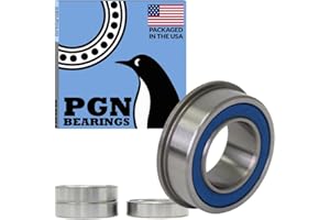 PGN BEARINGS (4 Pack) PGN 3/4" x 1-3/8" Flanged Ball Bearing - Replacement for Lawnmower, Carts & Hand Trucks Wheels, and Wheelbarrows - Chrome Steel - Lubricated