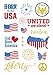 American Patriotic Temporary Tattoos 50+ Designs - Great for Halloween, 4th of July, Kids & Adults!