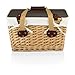 PICNIC TIME Canasta Wicker Picnic Basket With Lid, Small Picnic Basket Set For 2, (Beige Canvas With Red & White Gingham Pattern Lid)