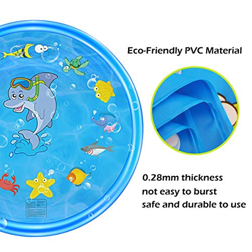 Sprinkler for Kids, Sprinkler Pad & Splash Play Mat 68" Toddler Outdoor Water Toys Fun for Babies Boys Girls Children Outdoor Party Sprinkler Toy Splash Pad Water Play Mat - Thumbnail 3