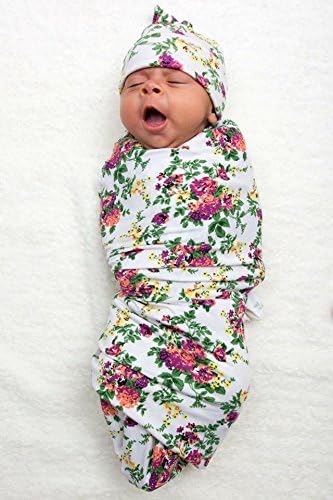 newborn baby blanket and beanie - baby blanket - baby beanie - swaddle blanket - floral baby blanket - newborn swaddle blanket -