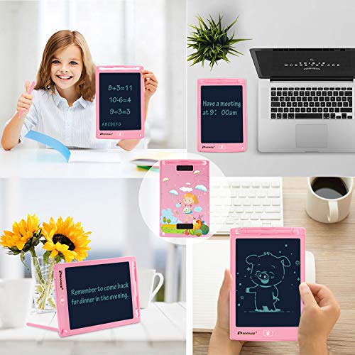 PROGRACE LCD Writing Tablet for Kids with Extra Battery 8.5” Learning Writing Pad with Magnetic Smart Doodle Drawing Board for Girls Home School Office Portable Digital Handwriting Graffiti board-Pink