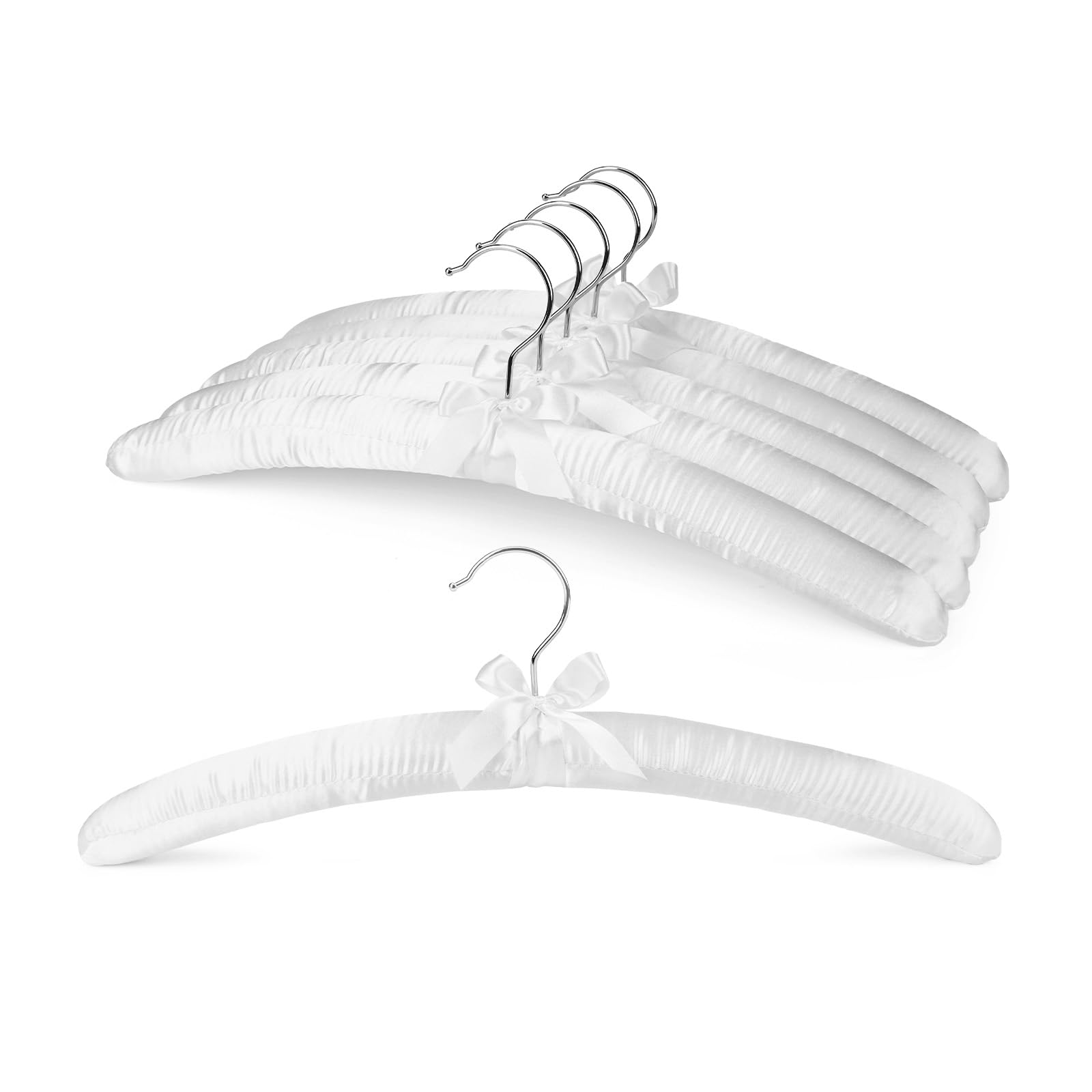 Photo 1 of HOUSE DAY Padded Hangers - 6 Pack 17 Inch Thick Satin Padded Clothes Hangers for Wedding Dress,Sweaters, Clothing, Lingerie?White?