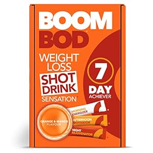 Boombod Weight Loss Shot Drink, Glucomannan, High Potency, Diet and Exercise Enhancement, Promote Fat Loss, Keto and Vegan Friendly, Sugar and Aspartame Free, Gluten-Free – Orange Mango Flavour