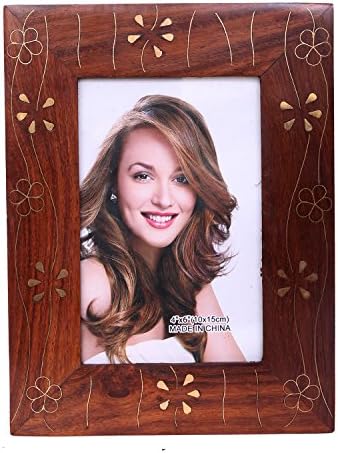 WILLART Handicraft Table Top Wooden Photo Frame Copper Finish Home Décor Office Home Furnishing (Frame Dimension : 8.5 Inch X 6.5 Inch and Photo Dimension : 6 inch X 4 inch)