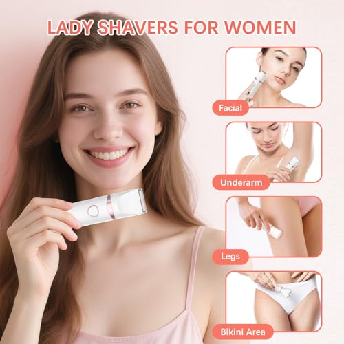 MAXGROOM 3 in 1 Lady Shaver for Women, Wet & Dry Electric Razor, IPX6 Waterproof Bikini Trimmer for Pubic Hair, LED Display, Hypoallergenic for Sensitive Skin, Facial Legs Underarms Body Groomer