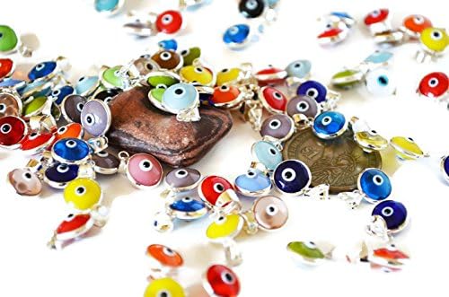 25 Pcs Evil eye charms, evil eye pendants, Evil eye beads for connectors, evil eye connectors, glass evil eye charm, diy jewelry supplies
