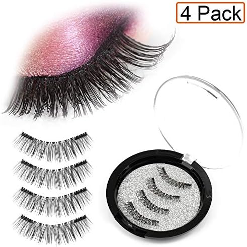 Dual Magnetic False Eyelashes Fake Lashes - Reusable and Easy to Apply Ultra Thin Magnets, Half-Lash, Natural Look (1 pack 4pcs) (JJM)