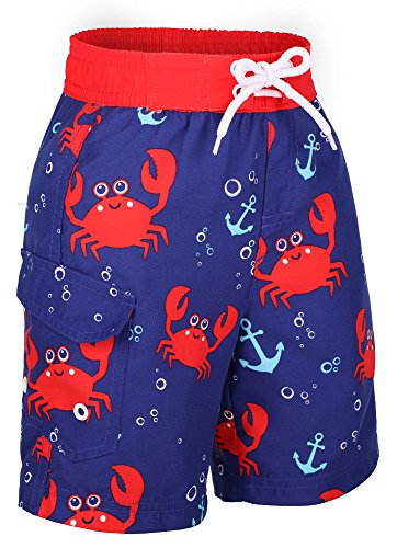 Lullaby Kids Boys Fast Drying Sea Creature Swim Trunks Shorts, Crab, L