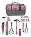RAM-PRO 11 Piece Pink General Hand Tool Set with Cute Pink Zippered Tool Kit - (for Girls, Ladies, Women)