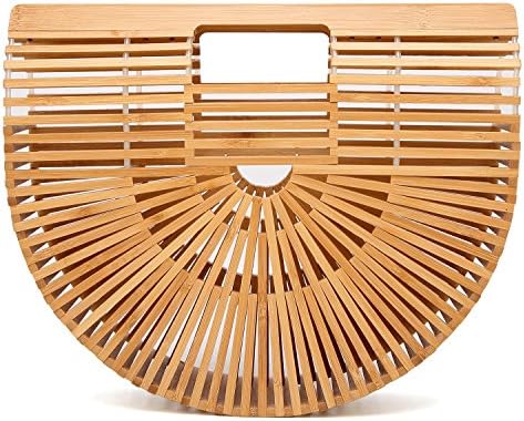 Haloyo Women's Handmade Bamboo Handbag Summer Beach Sea Tote Bag