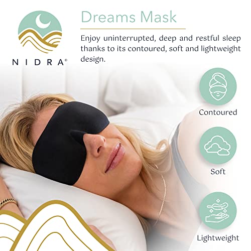 Nidra Small Medium Sleep Mask for Women & Men, Blackout Blindfold Eye