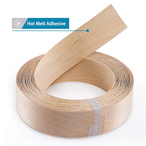 Skelang Birch Wood Veneer 11/2” x 26’, Wood Edge Tape with Hot Melt