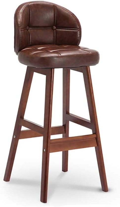 Amazon Com Wooden Bar Stools With Backs Modern Pu Leather Linen Seat Cushion Bar Chairs For Kitchen Counter Stools Dining Chairs Islands Tall Barstools 4 Colors 65cm 75cm Color Brown A Size 65cm