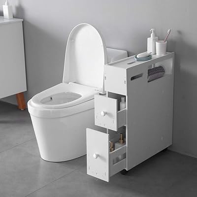 Goujxcy Bathroom Storage Cabinet, Freestanding Toilet Paper Holder