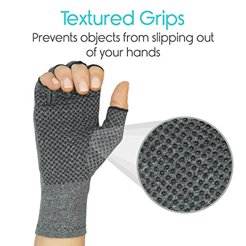 Vive Arthritis Gloves with Grips Men & Women Textured Fingerless Compression Open Finger