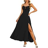 Parthea Womens Spaghetti Straps Corset Dress Boho Flowy Slit Square Neck Casual Midi Dresses
