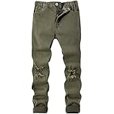 Nivne Tco Tween Boys Ripped Frayed Jeans Skinny Fit Distressed Fashion Kids Stretch Slim Zipper Denim Pants