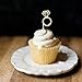 Kakasogo 50PCS Newest Wedding Bridal Shower Gold Glitter Diamond Ring Cupcake Cake Topper Picks for Marriage Engagement Anniversary Birthday Valentines Party Cake Decor