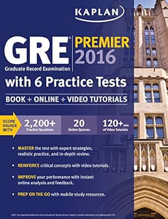 Amazon Com Gre Premier 2016 With 6 Practice Tests Book