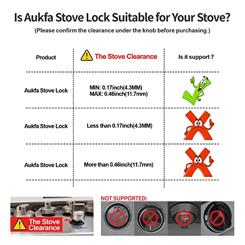 Gas Stove Baby Proof Knobs Locks (6 Pack), Aukfa Child Proofing Oven Knob Lock No Tools Needed