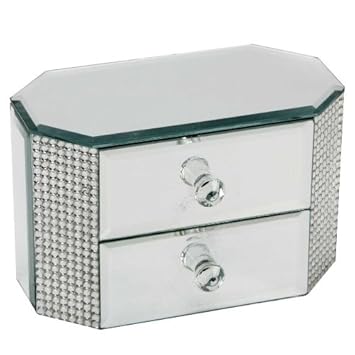 Mirrored Glass 2 Drawer Jewellery Box By Hestia Amazon Co Uk