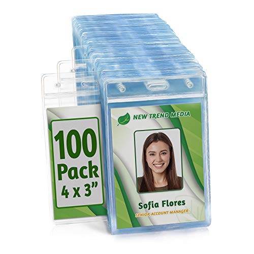 EcoEarth Vertical ID Badge Holder (Premium Tier Sealable, 4x3 Inch (L
