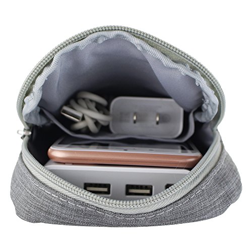 Electronic Accessories Bag,Digital Gadget Organizer Case,Gray Nylon Travel Gear Storage Carrying Sleeve Pouch for Cable,USB,Earphones,Portable Hard Drives,Power Banks - Thumbnail 3
