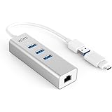 WEme Ethernet Adapter 2-in-1 USB C to Gigabit Ethernet Converter (Compatible Thunderbolt 3), Aluminum USB 3.0 RJ45 Network Adapter with 3 Port Hub for PC/ Mac/ Linux, Macbook Air, Windows Surface Pro