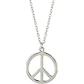 Hippie Style Peace Sign Necklace Metal Love Peace Sign Pendant Necklace Vintage Retro Party Dressing Accessories Adjustable Collar Jewelry for Women Men