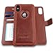 AMOVO Case for iPhone Xs/iPhone X (5.8’’) [2 in 1] iPhone Xs Wallet Case [Detachable Folio] [Vegan Leather] [Wrist Strap] iPhone X Flip Case with Gift Box Package (X/XS (5.8'') Brown)