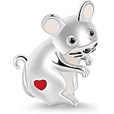 GNOCE Mouse Charm Bead Sterling Silver Clever and Diligent Zodiac Signs Animal Charm Bead Fit Bracelet/Necklace Jewelry Gift for Women Mens