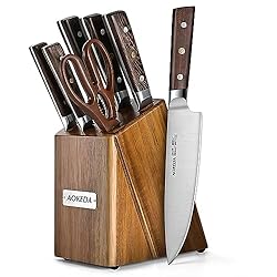 AOKEDA 7-Piece Kitchen Knife Set with Block, High