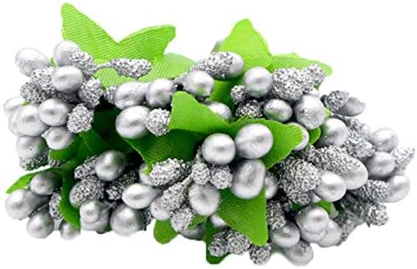 24pcs Artificial Flower Glasses with Beads Flowers /Wedding /Decorative Flower (Silver)