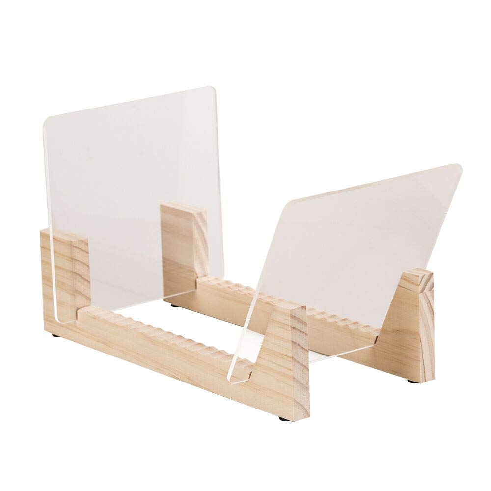 Tincogo Vinyl Record Storage Holder Record Stand Album Storage Display Stand-Store and Holds Up to 50 Albums,DVDs,or CDs-Solid Pine Wood with Crystal Clear Acrylic-Modern Design-Natural — image 1