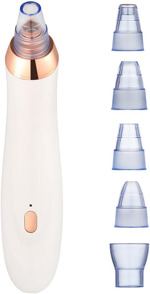 Electric Blackhead Remover Deep Vaccum Pore Cleaner With 5 Multi-Functional Probes, Rechargeable, Get Rid of Blackheads, Acne, Oily, Faint Lines, Exfoliation by HYTK (White)