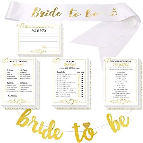 Bridal Shower Games & Sash - Bride to Be Banner | 250 Cards