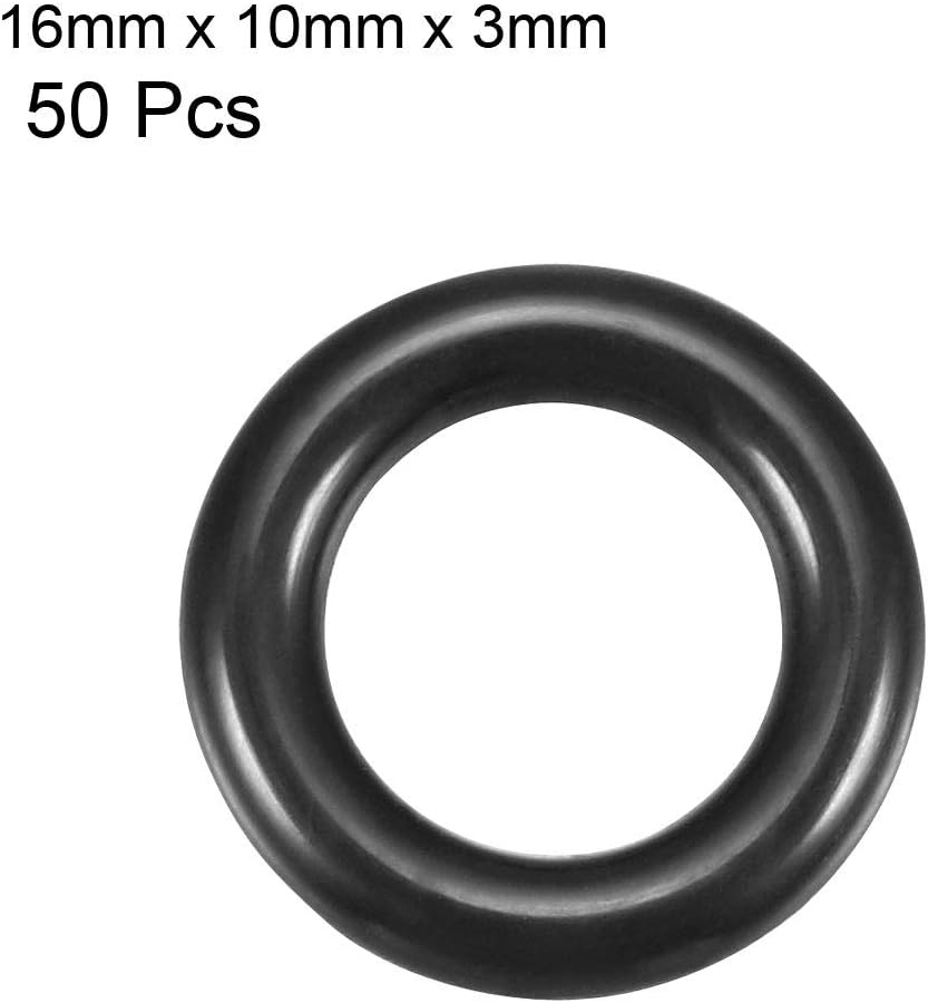 sourcingmap 16mm x 3mm Black Nitrile Rubber O Ring NBR Seals Gaskets 50 Pcs - Image 3