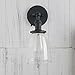 PERMO Industrial Vintage Single Sconce with Oval Cone Clear Glass Shade 1-Light Wall Sconce Wall Lamp (Black)