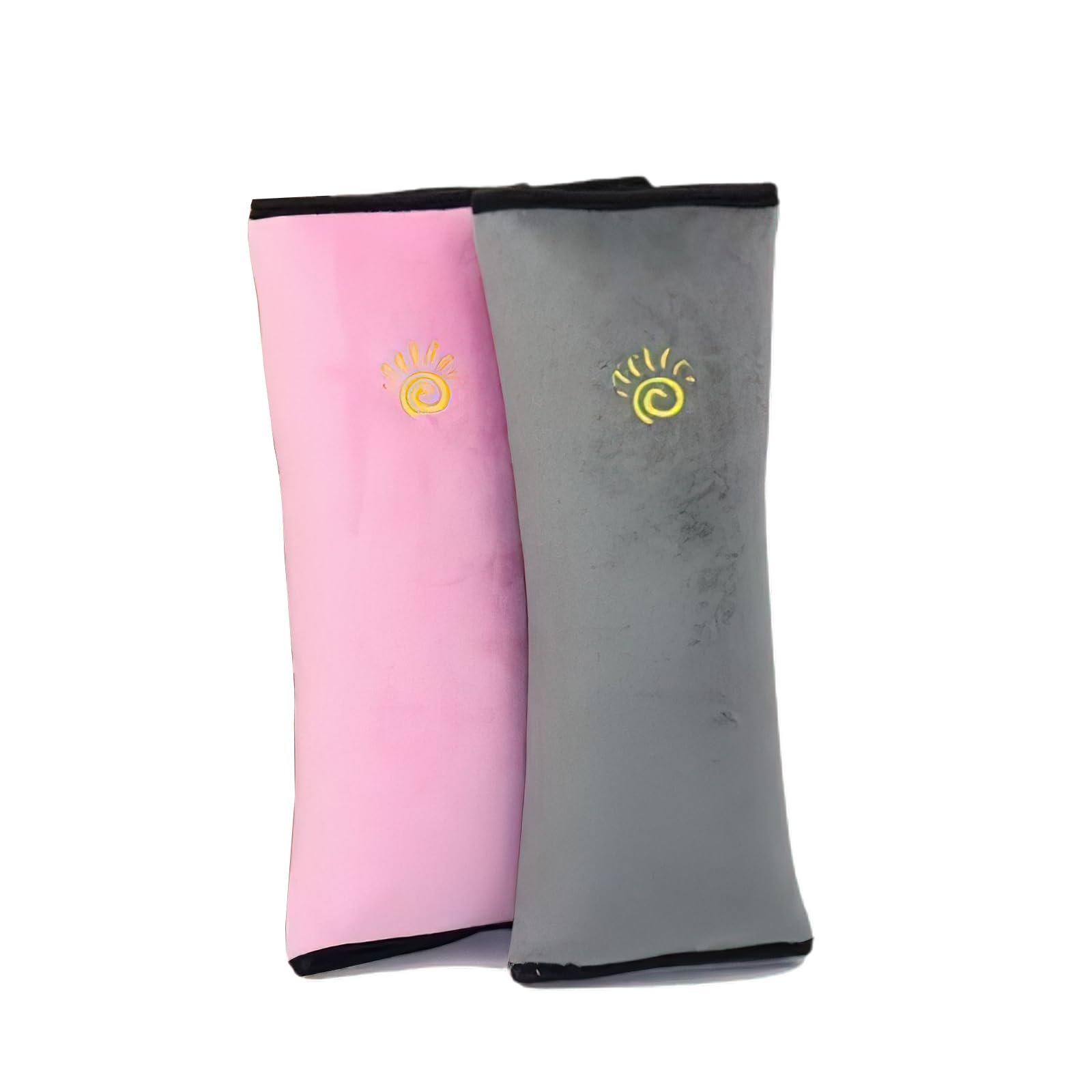 LFCFBH 2 PCS Seat Belt Pads for Kids Seniors, Adjust Vehicle Seat Belt Covers with Shoulder Pillow Head Neck Support(Pink, Grey)