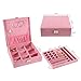 MALEDEN Jewelry Case, 2 Layers Lint Jewelry Organizer Box for Necklace, Earrings, Bracelets and Rings Display with Lock, Decorative for Women Girls