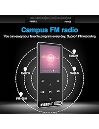 Reproductor de MP3 con altavoz para niños, RUIZU   MP3 portátil reproductor de música Digital con Radio FM Grabadora de voz Touch botón, hasta 64 GB de apoyo, negro