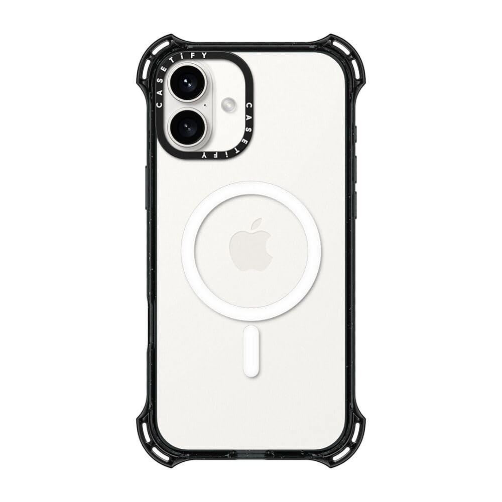 CASETiFY Bounce iPhone 16 Plus Case [Shockproof / 21.3ft. 6X Military Grade Drop Protection/Compatible with Magsafe] - Clear Black
