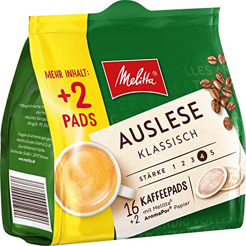 Melitta Auslese klassisch gemahlener Röstkaffee in Kaffee-Pads 10 x 16 + 2 Pads, Kaffeepads für Pad-Maschine, starke…