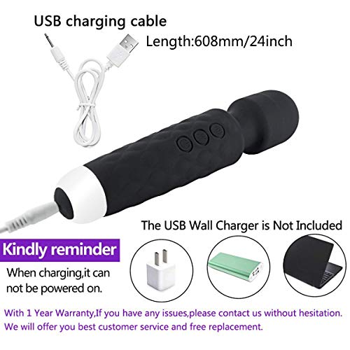 Wand Massager for Body Massage-Mini, Quiet, Waterproof-8 Powerful Speeds - 20 Modes - Great for Therapeutic Muscle Aches and Sports Recovery-Relaxation